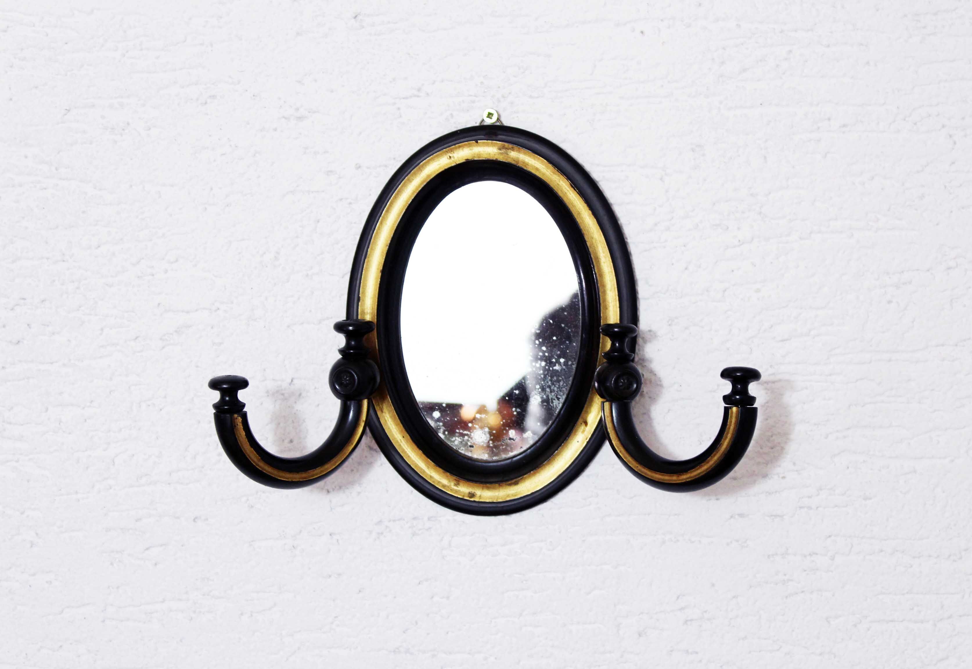 Very rare mirror Napoleon III with jewelry wear hooks  16x22cm