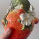 Strawberry shaped pitcher with vintage flowers ceramic pitcher in shape