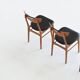 Set of six Danish dining chairs in teak and faux leather Denmark 1960