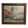 Painting in oil on canvas, theme "Collioure" by the painter Peysache signed