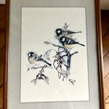 Frame birds three chickadees