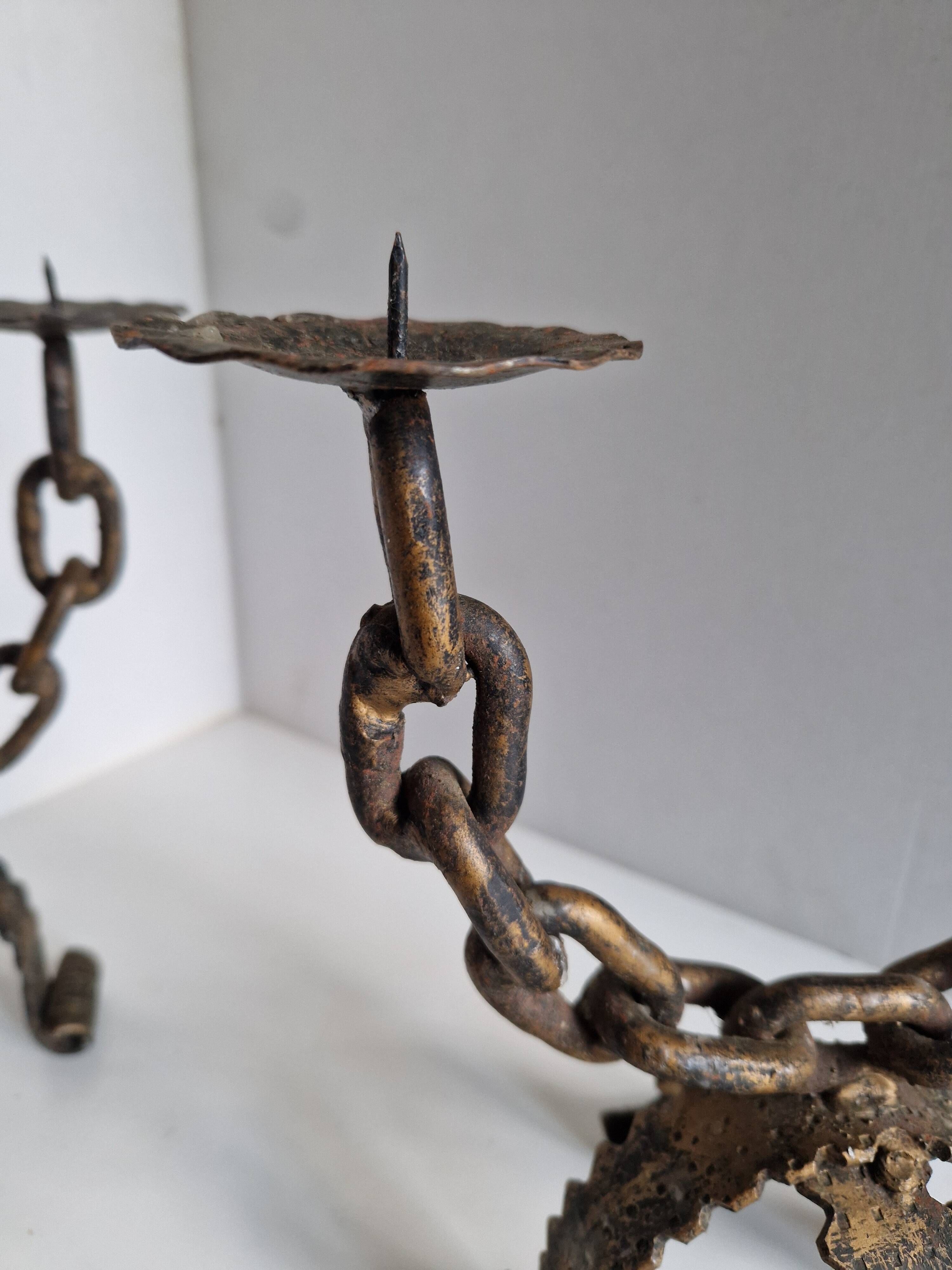Pair of Brutalist Candelabra Candle Holders from the 60s 70s