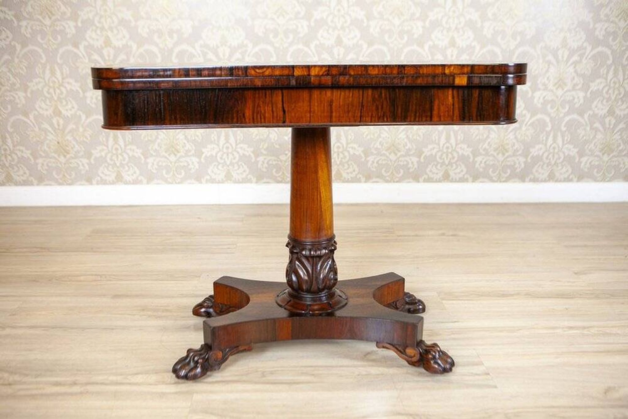 Table de cartes en palissandre pliable, années 1920