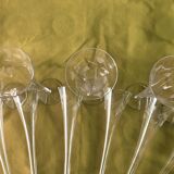 Set of 12 large vintage champagne flutes - frosted glass plant decor