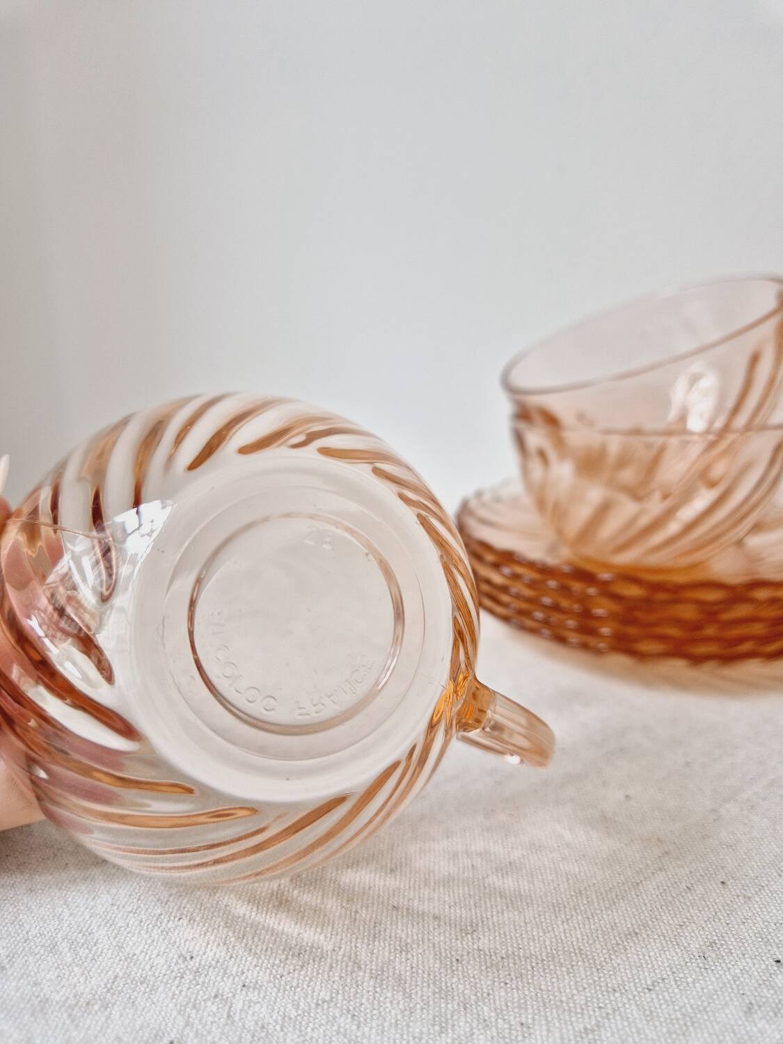 Set of 6 "Rosaline" coffee cups '70s - Arcoroc France vintage