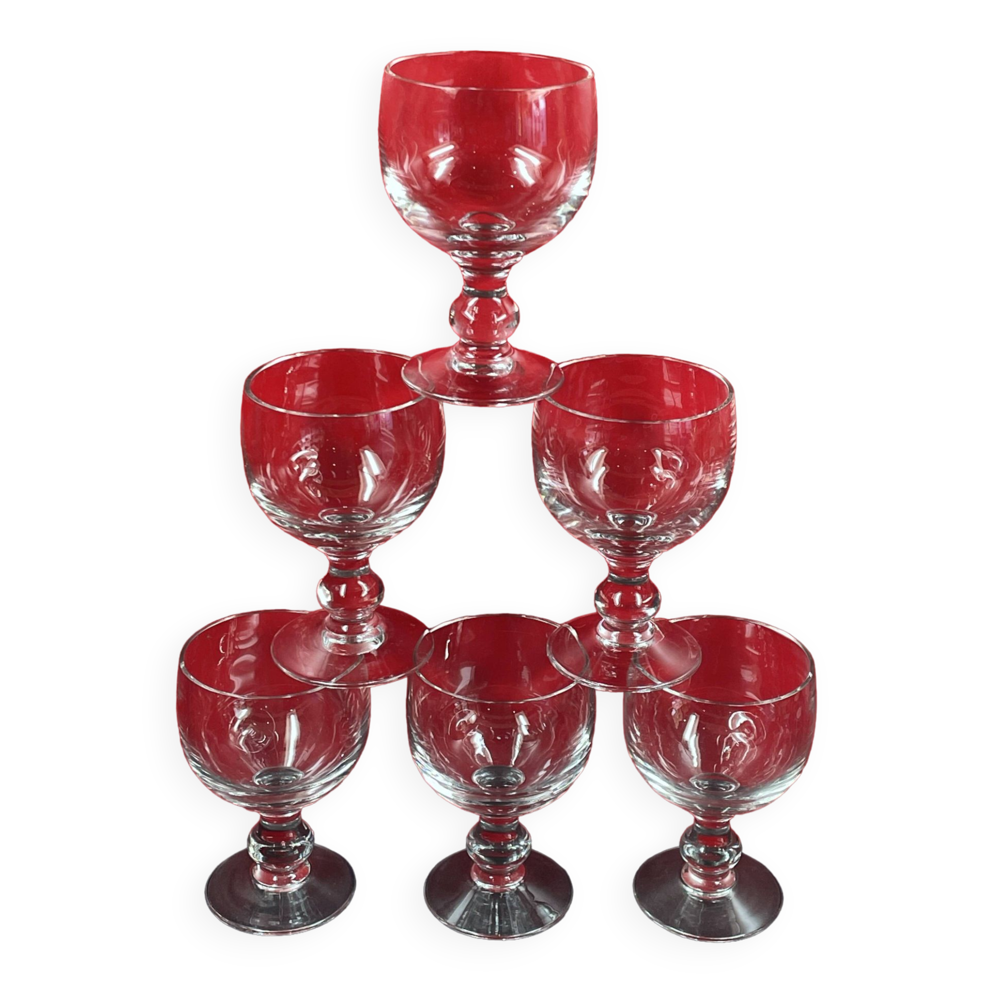 Set of 6 louis philippe style glasses 14 cm