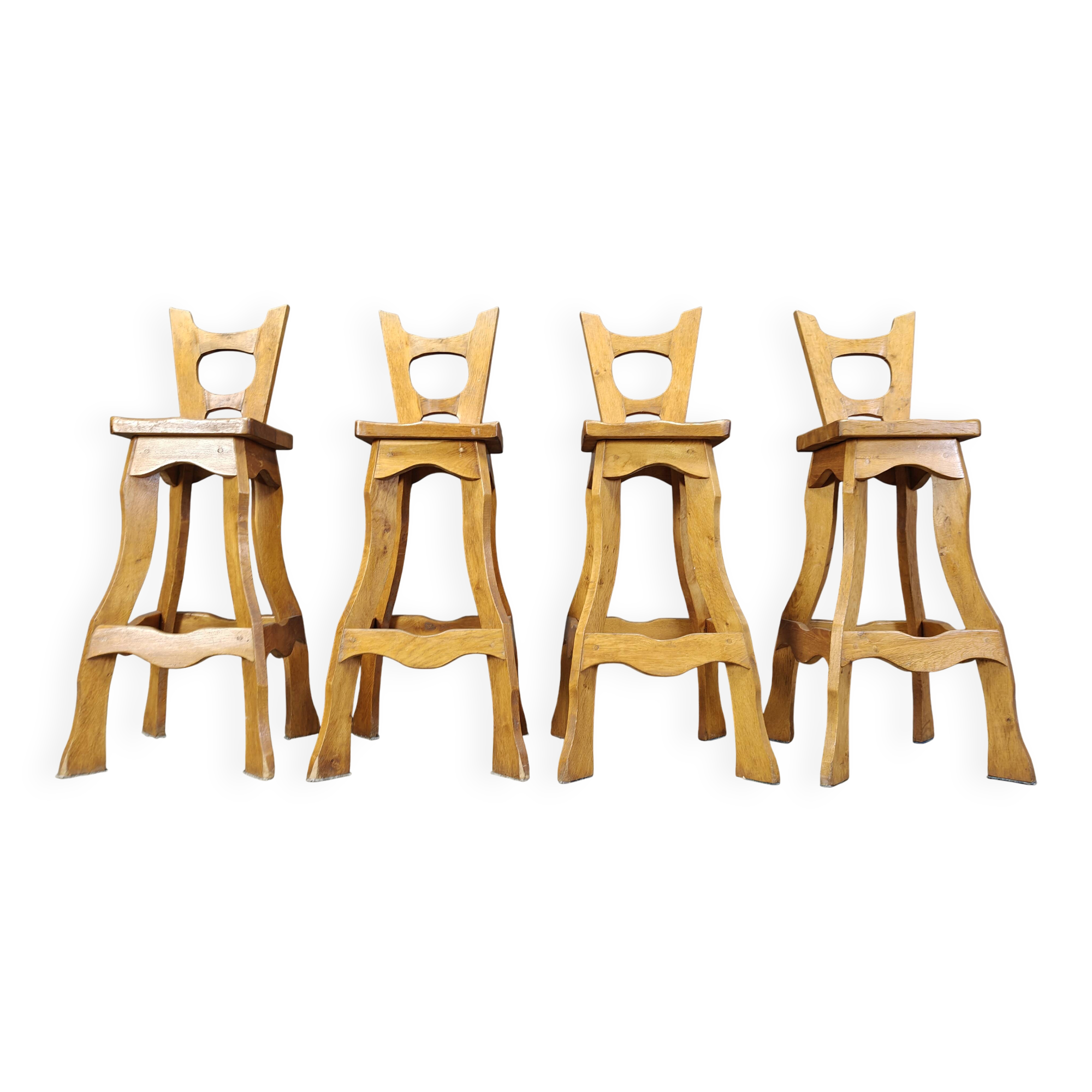 Vintage brutalist bar stools, set of 4 - 1960s