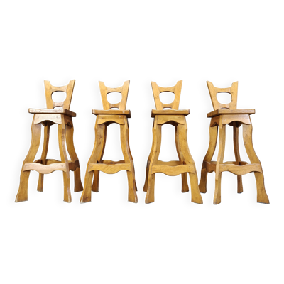 Tabourets de bar brutalistes vintage, lot de 4 - années 1960