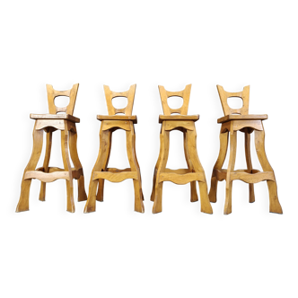 Vintage brutalist bar stools, set of 4 - 1960s