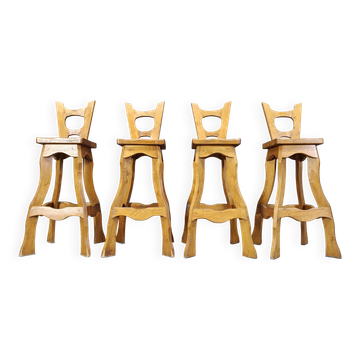 Vintage brutalist bar stools, set of 4 - 1960s
