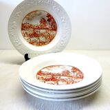 6 vintage white Augusty porcelain soup plates in very good condition.