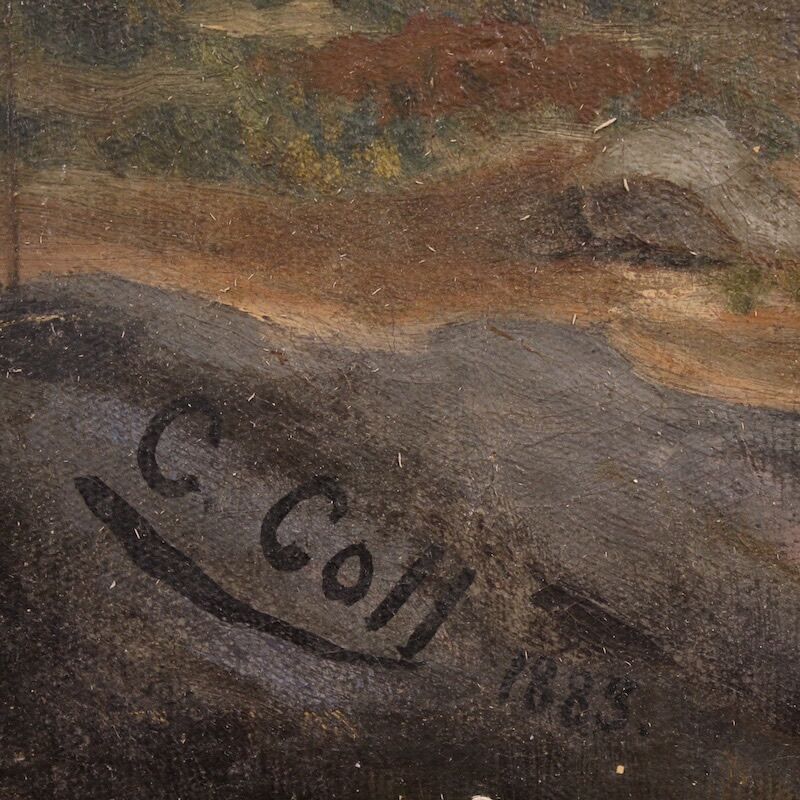 Spanish landscape painting signed C. Coll 1883