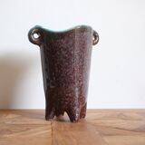 Brutalist vase Accolay signed – French studio pottery from the 1960s