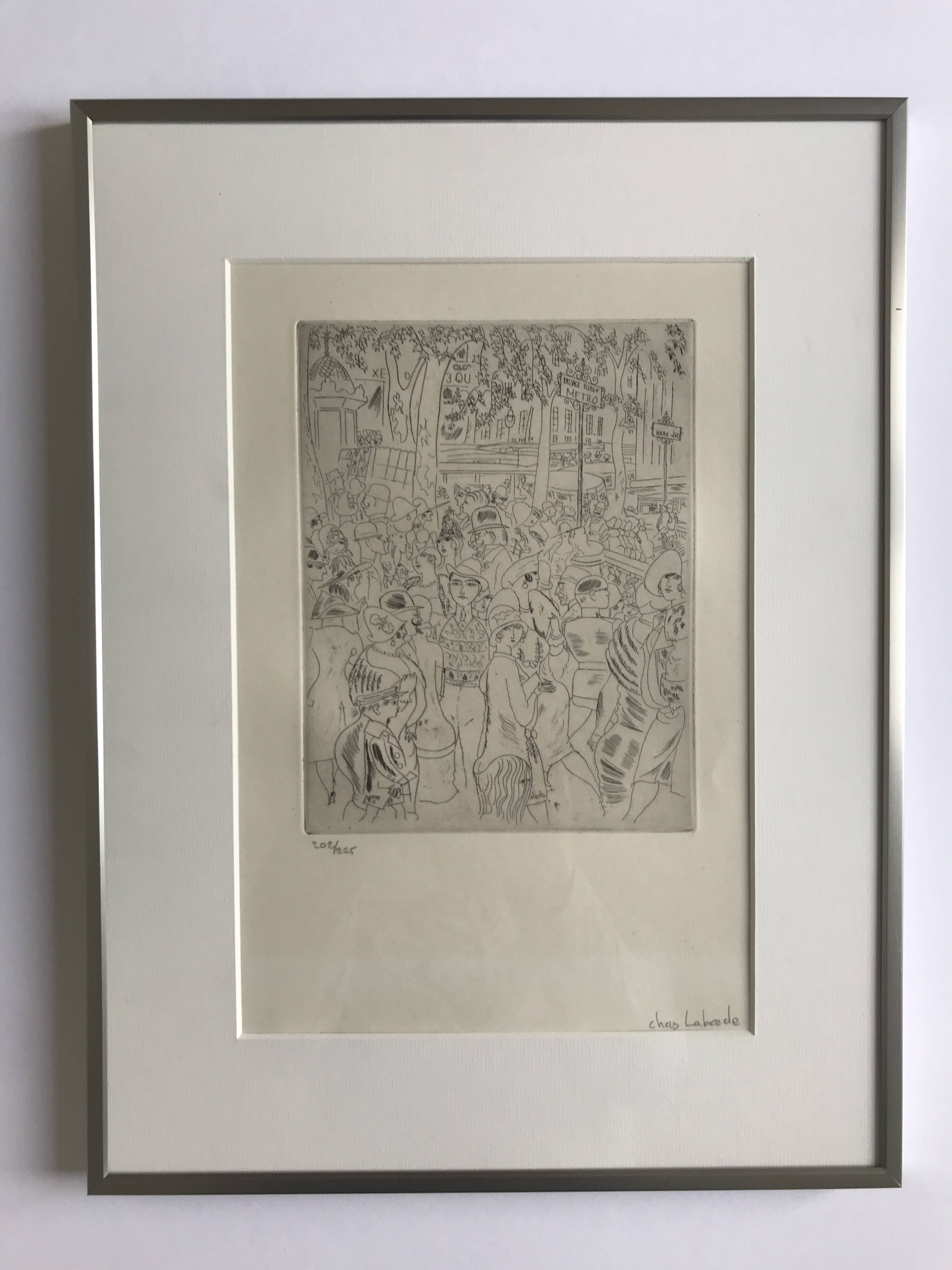 Chas-laborde boulevard des capucines (paris), 1927. original engraving