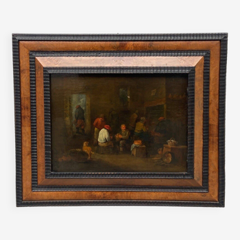 Oil on panel Dutch interior scene Flemish school 19th century