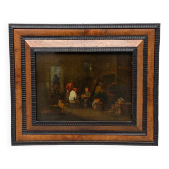 Oil on panel Dutch interior scene Flemish school 19th century