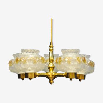 Scandinavian chandelier polished brass
