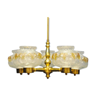 Scandinavian chandelier polished brass