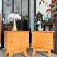 Vintage bedside table with tapered legs