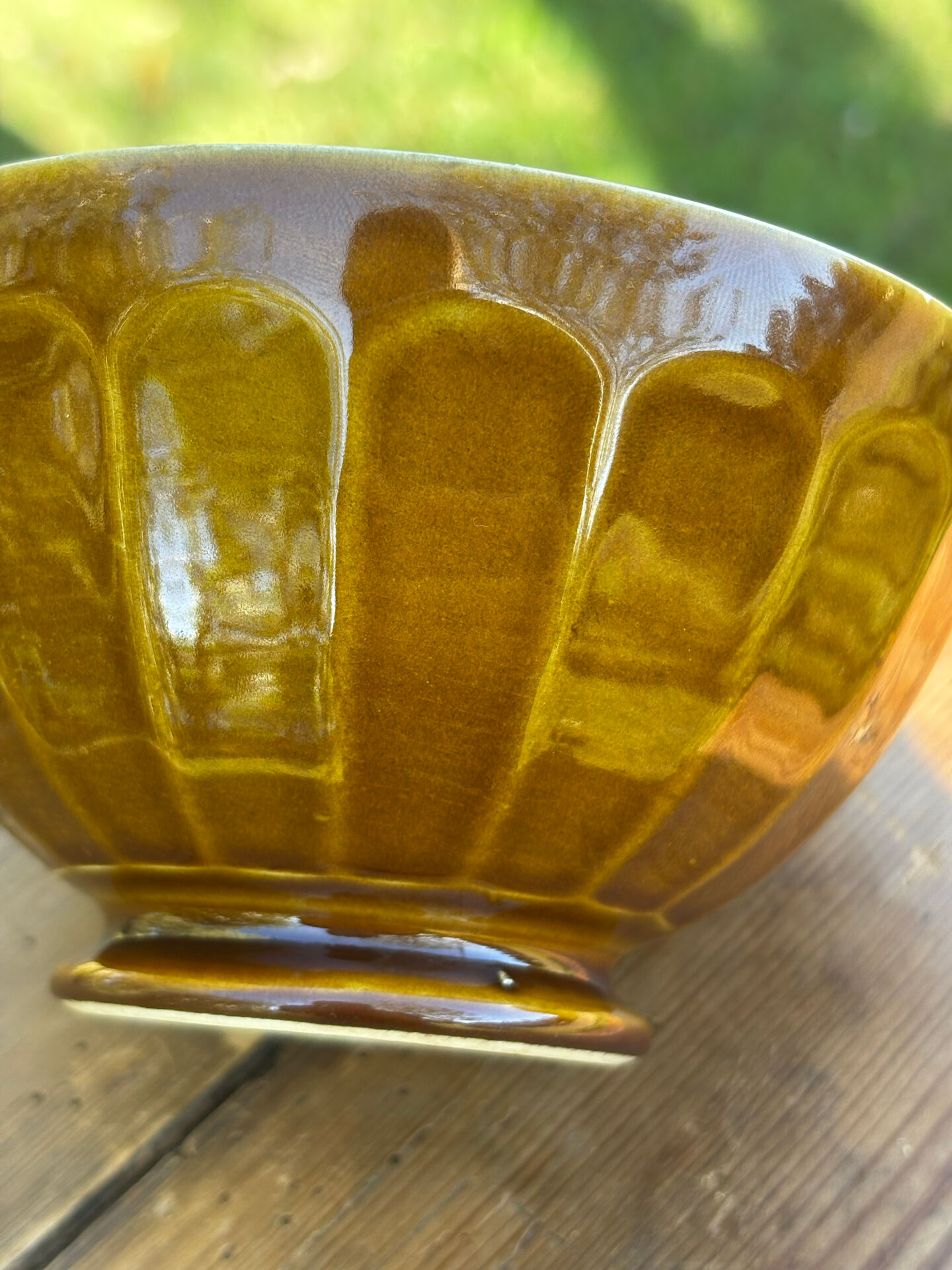Bol ancien bicolore marron et jaune faïence Digoin Sarreguemines
