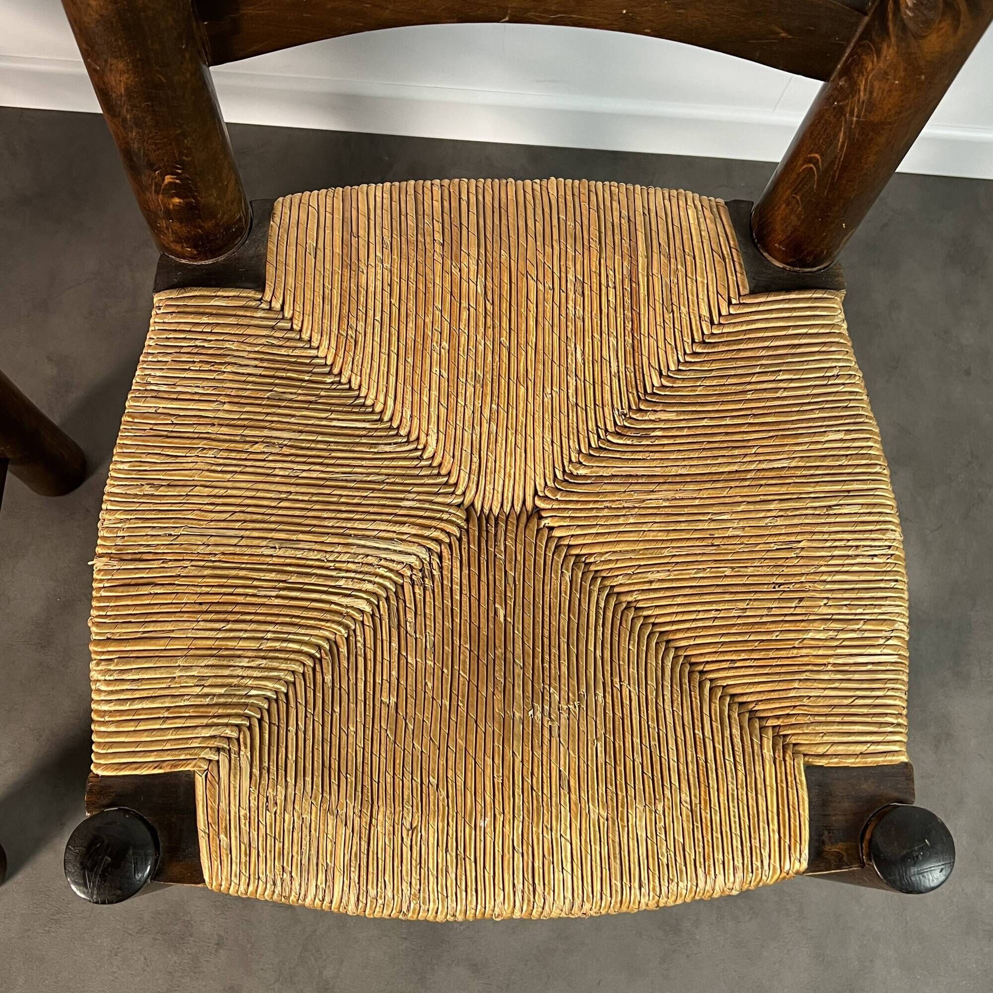 Pair of rush-seated chairs - Georges Robert, France circa 1950 Design