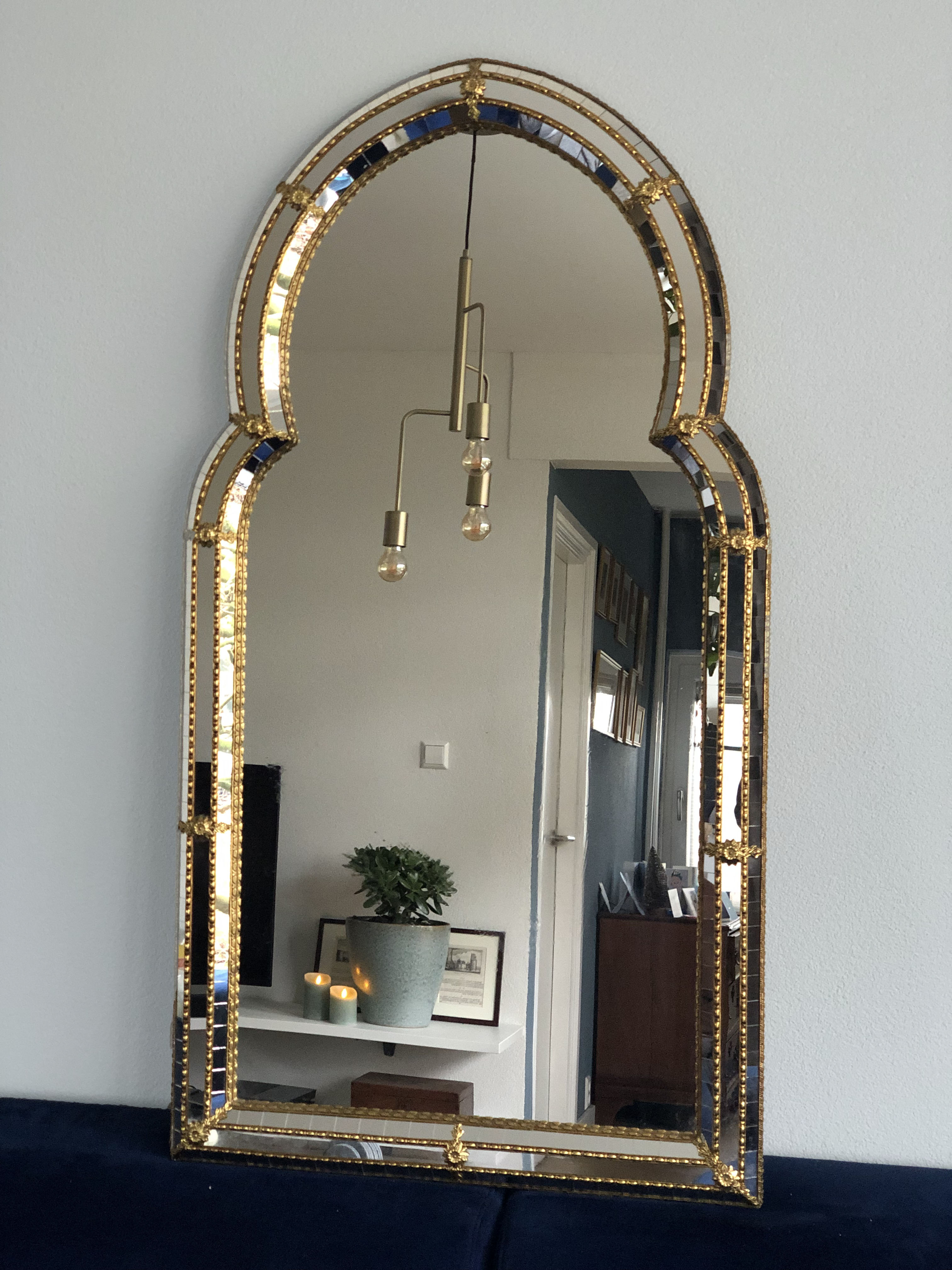 Spanish venetian full length mirror hollywood regency 1980s, 112x59 cm