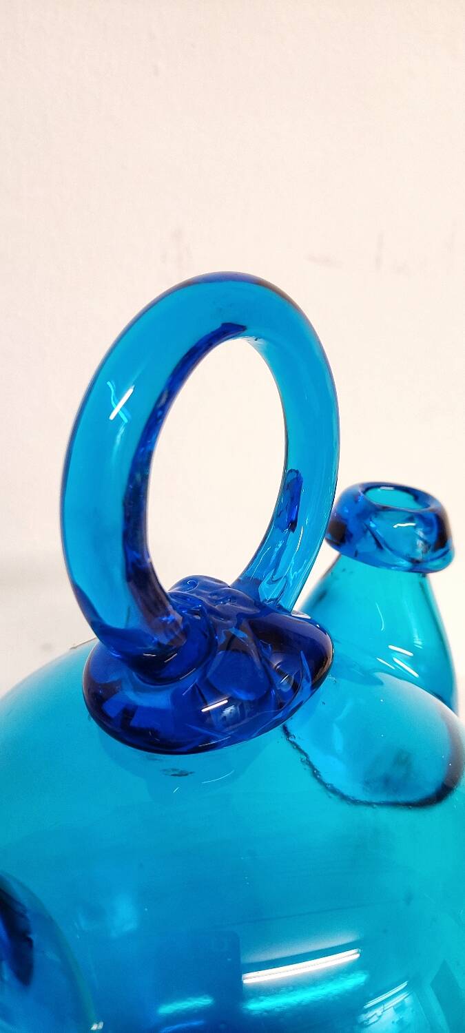Botijo de cristal azul. Spain, 1980s.