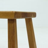 Solid oak brutalist side table or coffee table 1970s