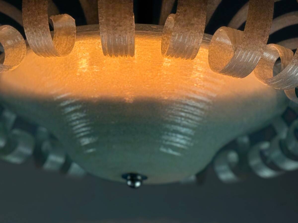 Venetian Chandelier in Iridescent White Murano Glass, Circa 1930