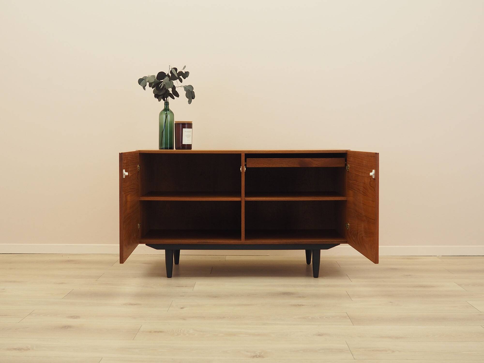 Danish teak cabinet with adjustable shelves, 1960s