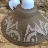 Old pair suspension vianne molded glass + decor + vintage white thread