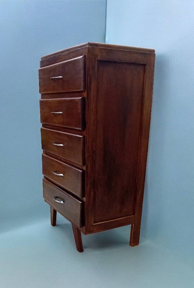Scandinavian bedside chest of drawers mid-century vintage compass feet
