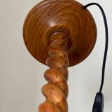 Turned wood lamp.