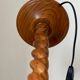 Turned wood lamp.