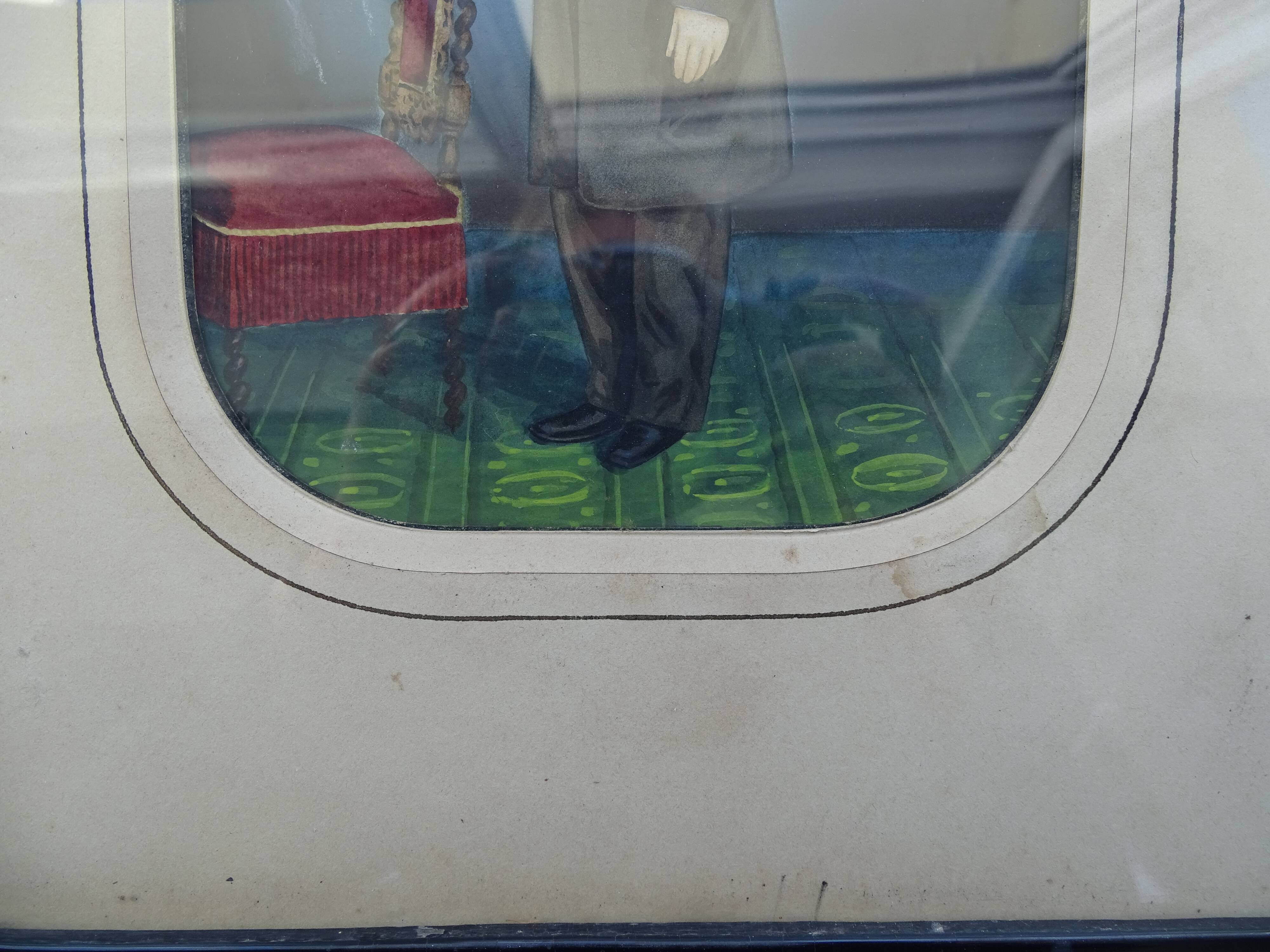 19th century pastel painting - Napoleon III blackened wood frame 40.5 x 35.5