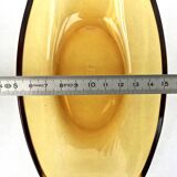 Set of 5 small oval eared dishes in amber and smoked tempered glass