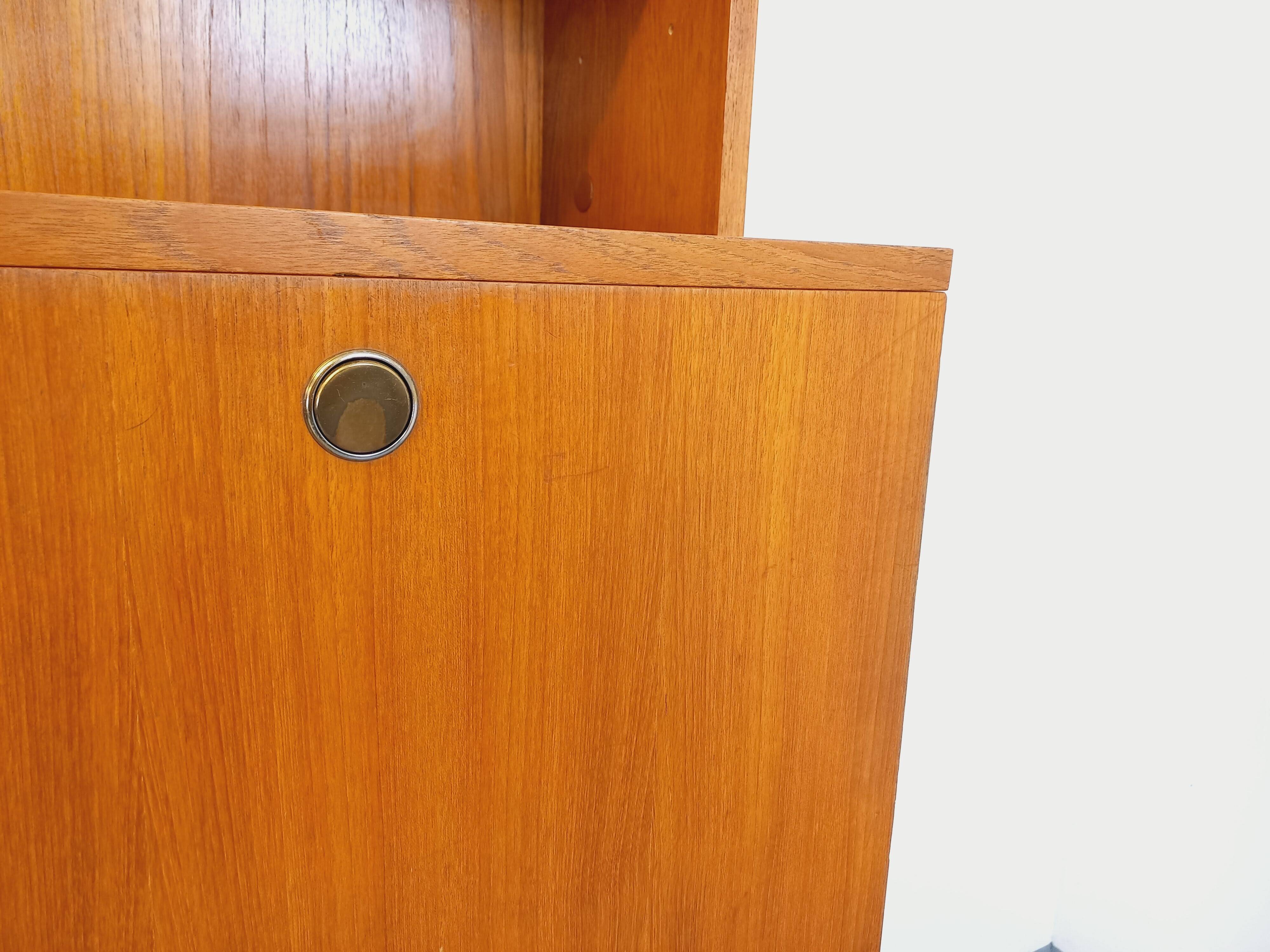 Louis Paolozzi modernist teak bookcase and secretary storage unit