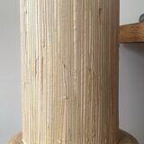 Solid wood lamp with handmade lampshade, 1970