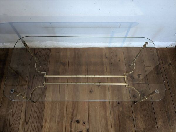 Table basse design en métal doré façon bambou dlg bagues