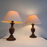 Set of two wooden vintage lamps
