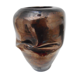 Black folded metallized vase signed