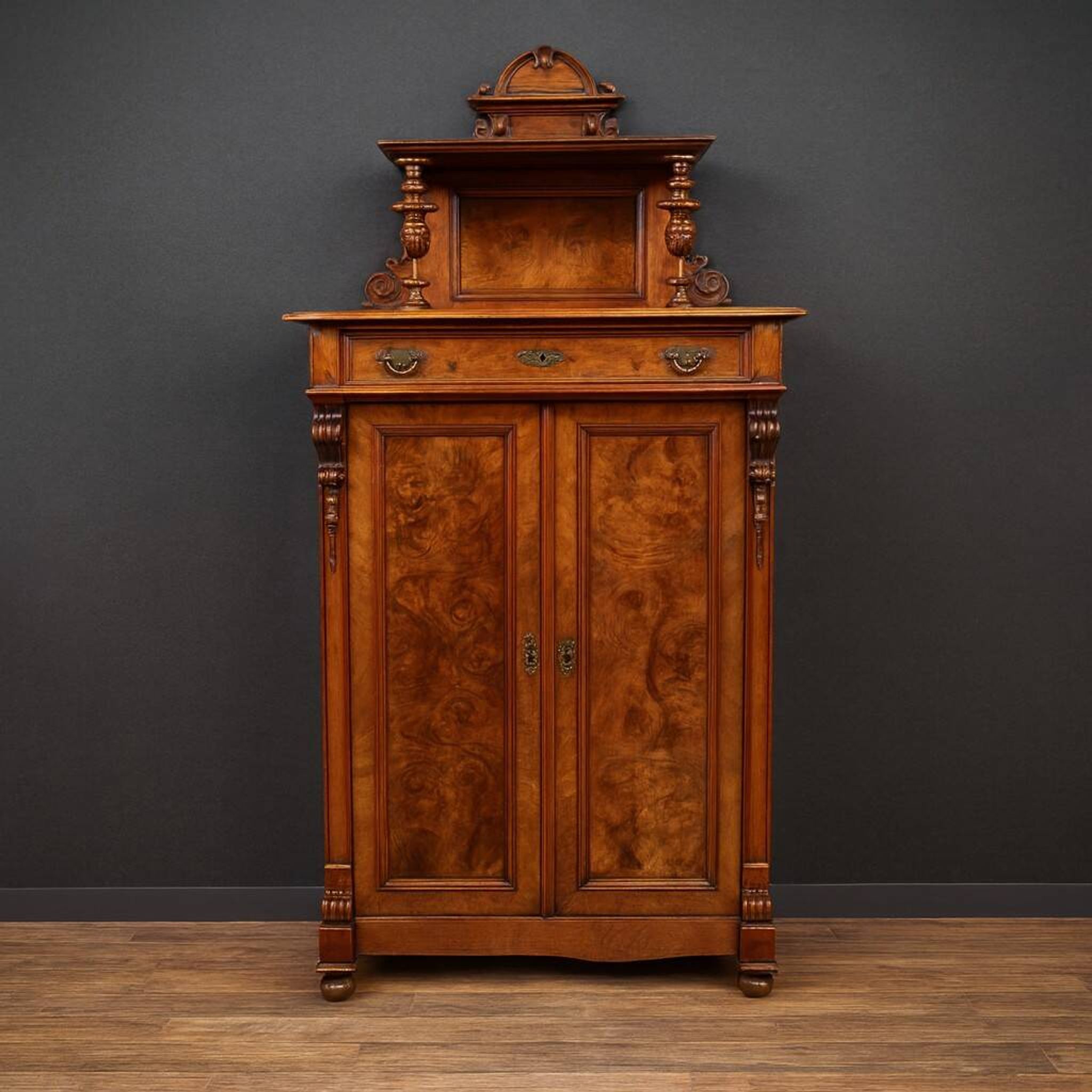 Cabinet époque Biedermeier En Noyer Et Ronce époque XIXeme
