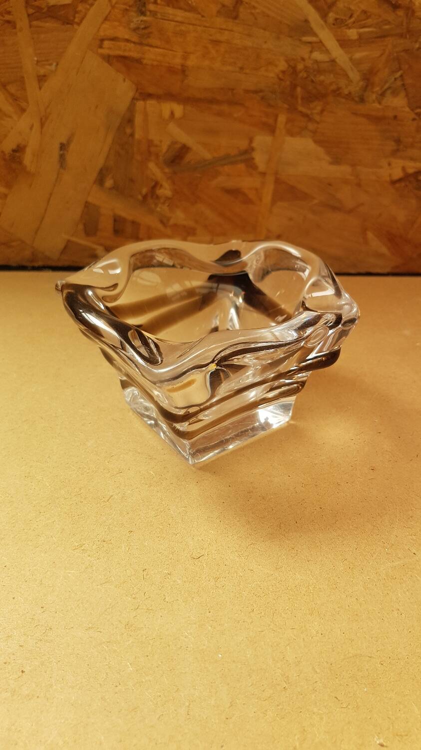 Old vintage transparent & smoked crystal ashtray