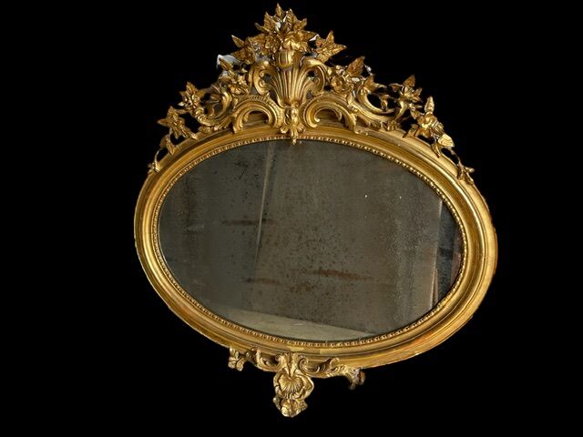 Oval Mirror Louis XV gilded wood