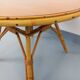 Round coffee table in vintage rattan and wood from the 1960s.