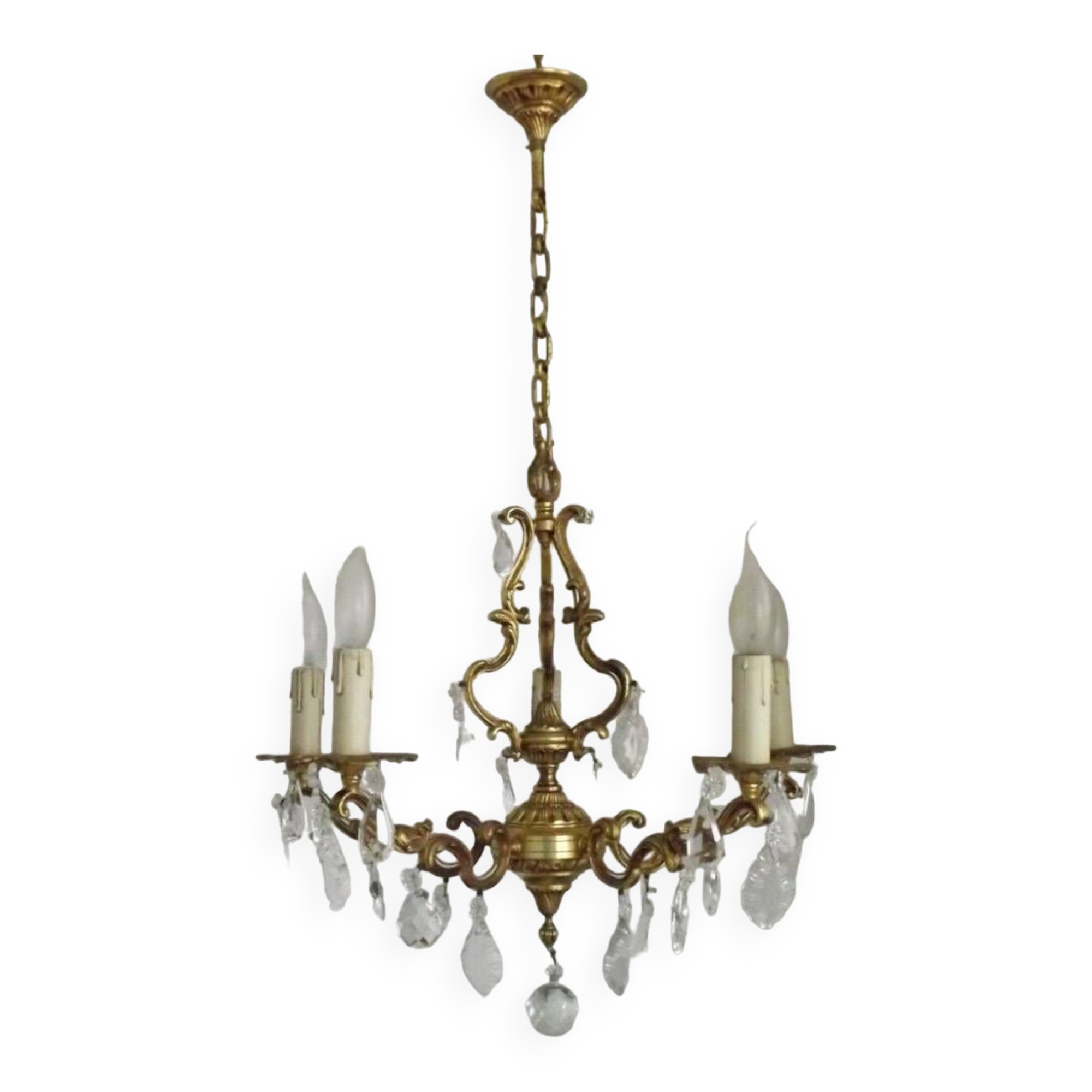 French bronze and crystal chandelier