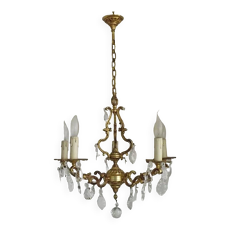French bronze and crystal chandelier