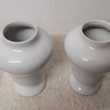 Pair of Covered Vases in Limoges Porcelain, France