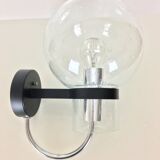 Limburg Glashüttte sconce, globe bubbled glass and chrome 1970