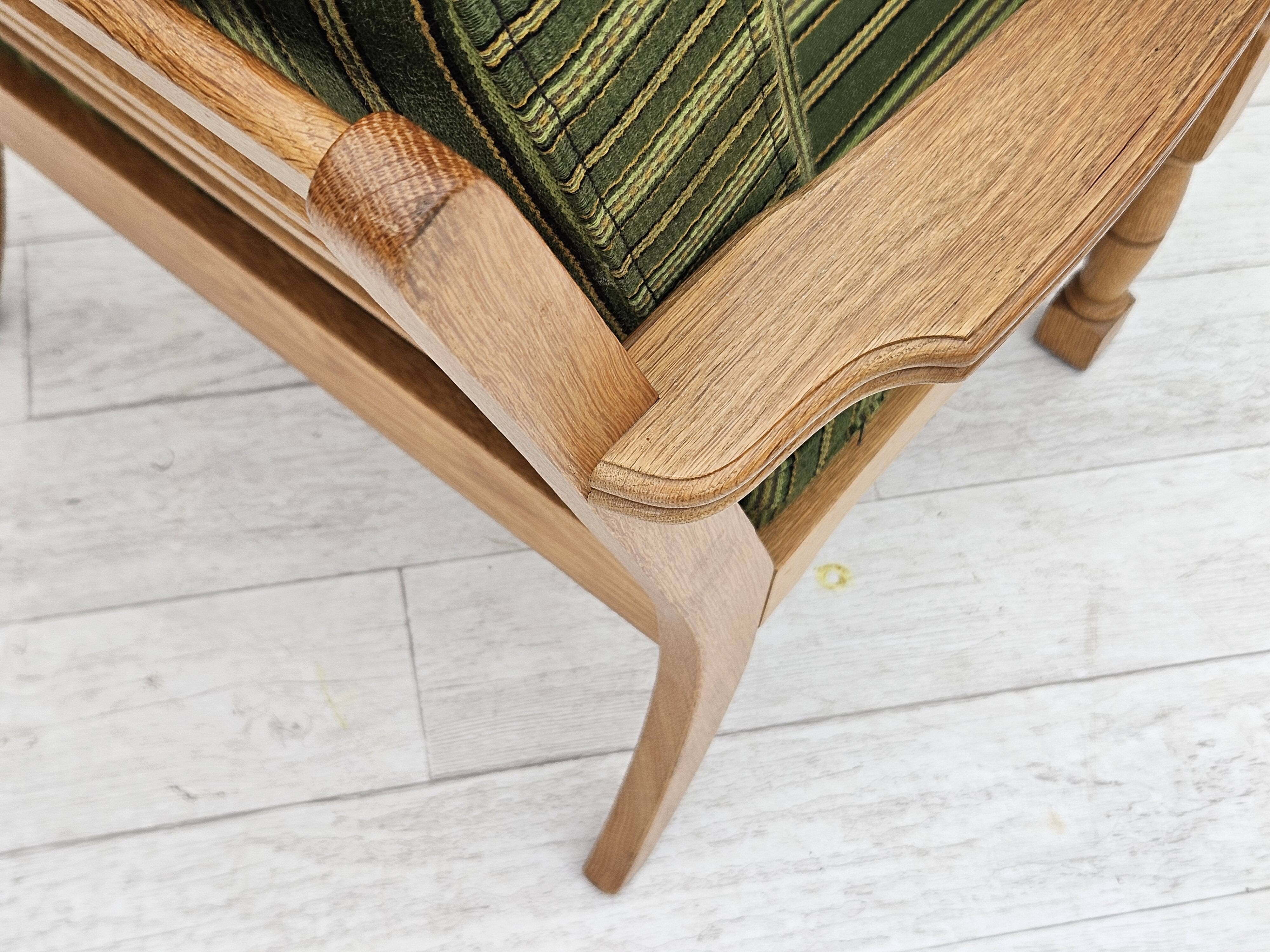 1970s, Danish design, oak wood armchair in furniture wool, original condition.